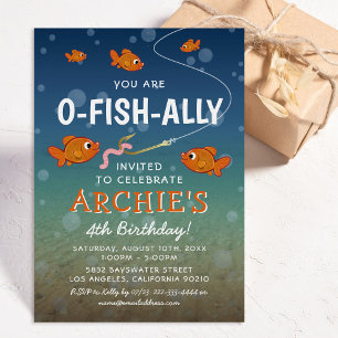 Cute Fishing Kids Birthday Party Invitation