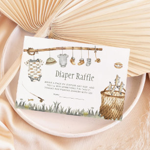 Cute Fishing Little Fisherman Diaper Raffle  Enclo Enclosure Card