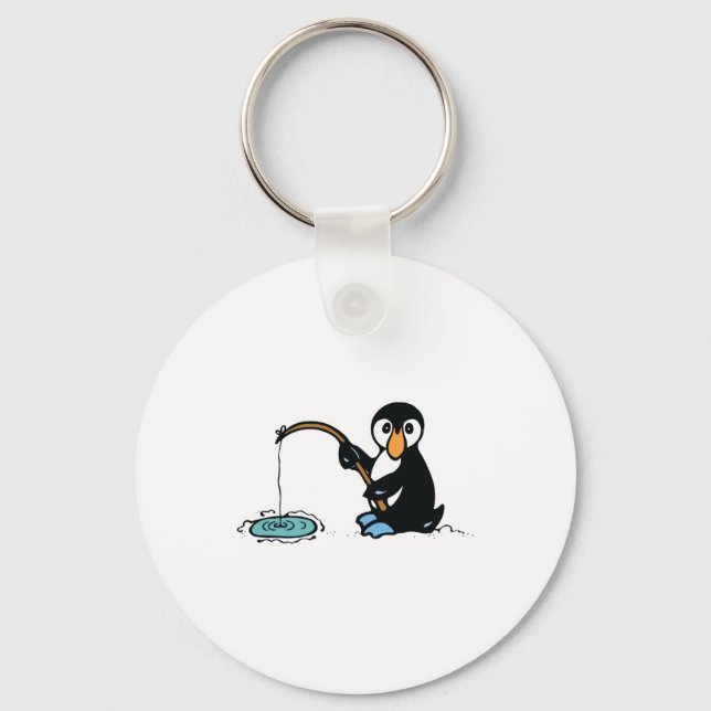cute fishing penguin key ring (Front)