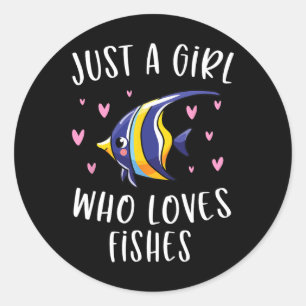 Cute Fishing Shirt For Girls Just A Girl Who Loves Classic Round Sticker