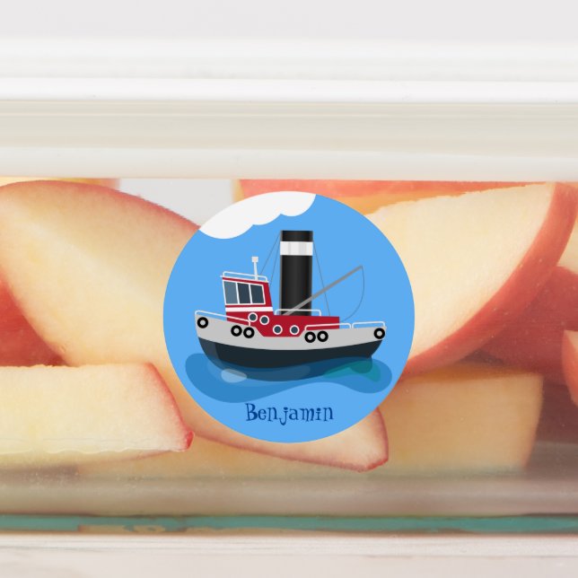 Cute fishing trawler boat cartoon illustration (Affixed)