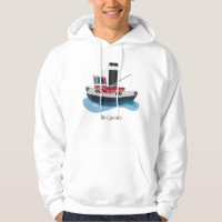 Cute fishing trawler boat cartoon illustration
