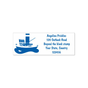 Cute fishing trawler boat cartoon illustration self-inking stamp