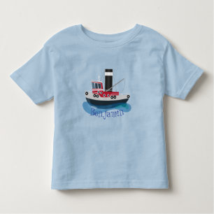 Cute fishing trawler boat cartoon illustration toddler T-Shirt