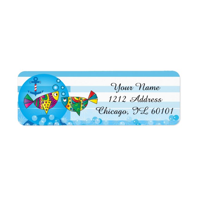 Cute Fishy Bubbles Baby Shower Theme Return Address Label (Front)