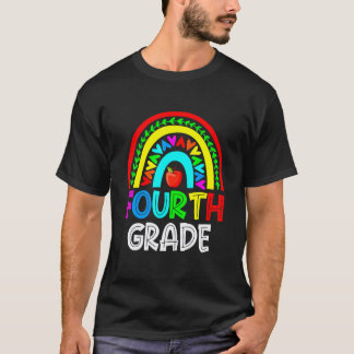 Cute Fist Day Of School 4th Grade Rainbow Teacher T-Shirt