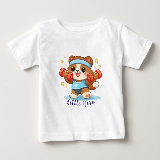 Cute Fitness Bear Baby T-Shirt (Front)