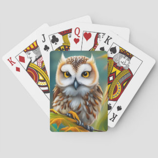 Cute flaffy owl  playing cards