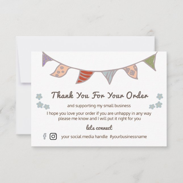 Cute Flag & Flowers Thank You For Your Order  (Front)