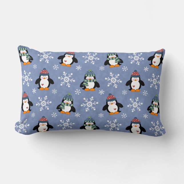Cute Flaky Penguins Pillow (Front)