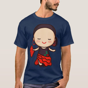 Cute Flamenco Dancer in Traditional Dress T-Shirt