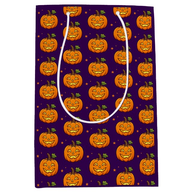 Cute Flaming Pumpkin Halloween Favour Gift Bag (Front)