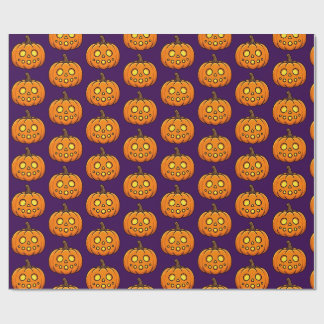 Cute Flaming Pumpkin Halloween Pattern Wrapping Paper