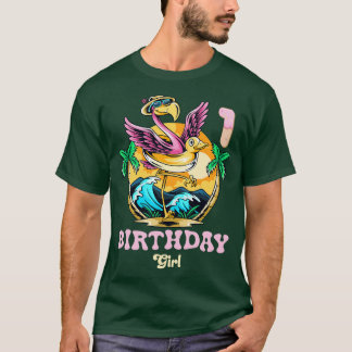 Cute Flamingo 1st Birthday Girl T-Shirt