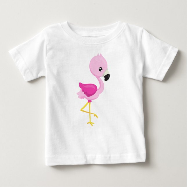 Cute Flamingo, Baby Flamingo, Pink Flamingo, Bird T-Shirt (Front)