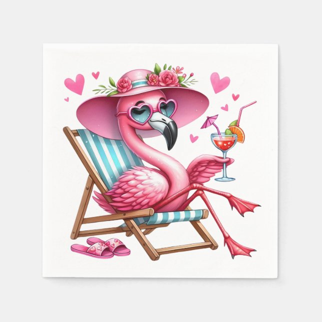 Cute Flamingo clipart Napkin (Front)