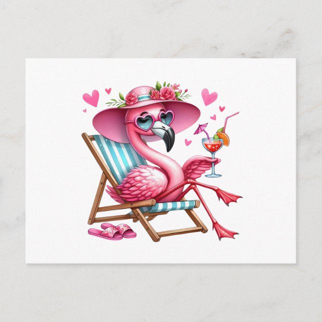 Cute Flamingo clipart Postcard (Front)