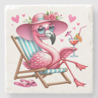 Cute Flamingo clipart Stone Coaster