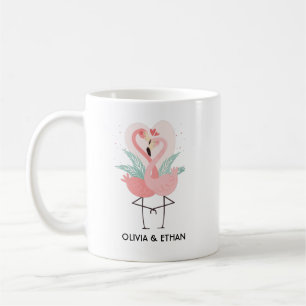 Cute Flamingo Couple Personalised Valentine's Day Coffee Mug