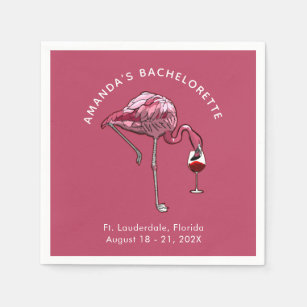 Cute Flamingo Custom Bachelorette Party Paper Napkin