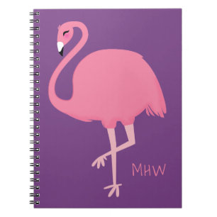 Cute Flamingo custom monogram notebook