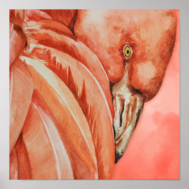 Cute Flamingo Drawing Poster (Front)