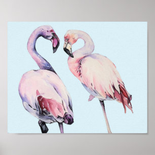 Cute Flamingo Drawing Poster