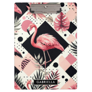 Cute Flamingo Geometric Clipboard