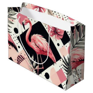 Cute Flamingo Geometric Large Gift Bag