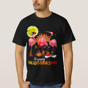 Cute Flamingo HalloThanksmas Happy Halloween Thank T-Shirt