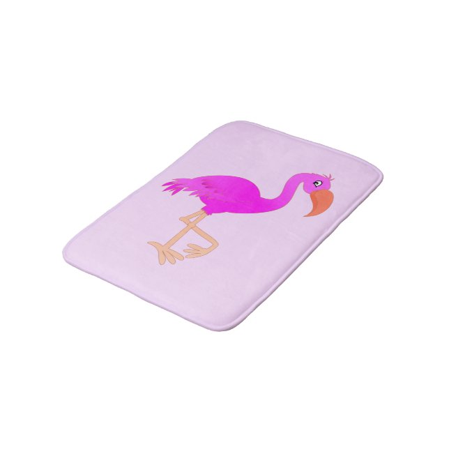 Cute Flamingo - Happy Bath Mat (Angled)