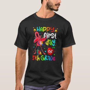 Cute Flamingo Happy First Day Of 5th Grade Rocks T-Shirt