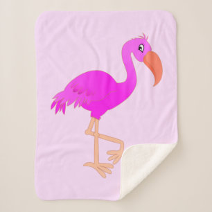 Cute Flamingo - Happy Sherpa Blanket