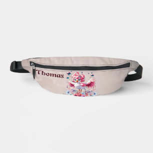 Cute flamingo in cartoon style, bum bags