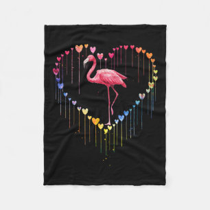 Cute Flamingo In Heart Love For Fun Pet Lovers Val Fleece Blanket