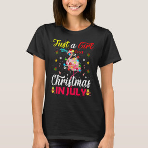 Cute Flamingo Lights Just A Girl Who Loves Christm T-Shirt