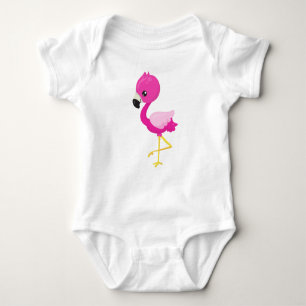 Cute Flamingo, Little Flamingo, Pink Flamingo Baby Bodysuit