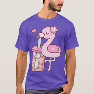 Cute Flamingo Loves Bubble Tea T-Shirt