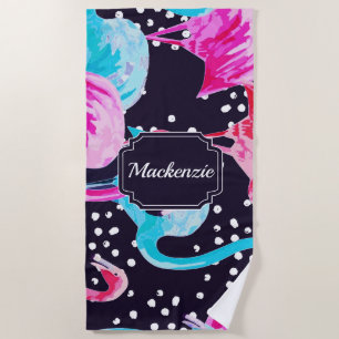 Cute Flamingo Pattern Beach Towel