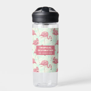 Cute Flamingo pattern custom text Water Bottle