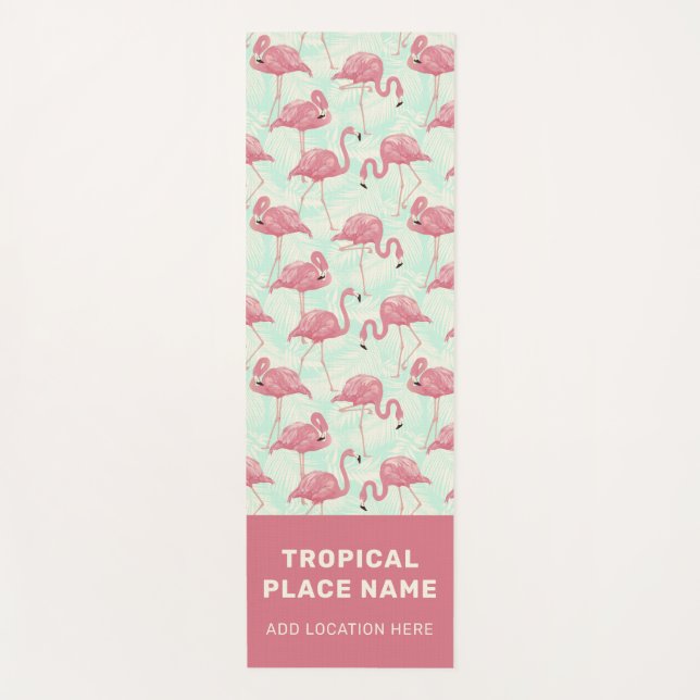 Cute Flamingo pattern custom text Yoga Mat (Front)