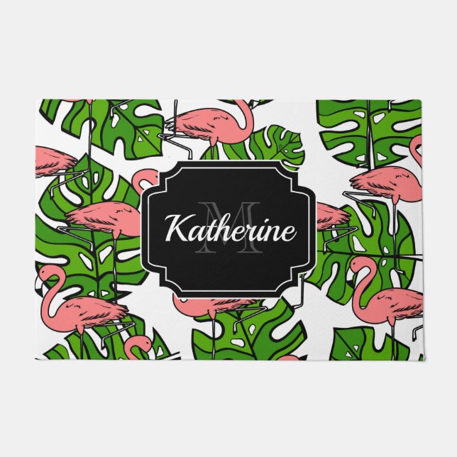 Cute Flamingo Pattern Doormat (Front)