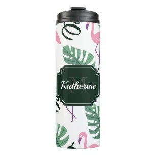 Cute Flamingo Pattern Thermal Tumbler