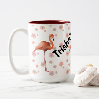 Cute flamingo personalised Two-Tone coffee mug