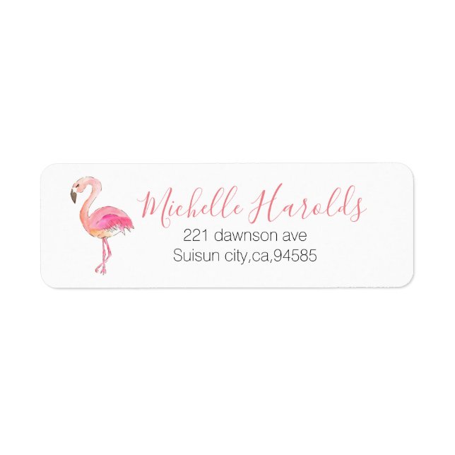 Cute flamingo pink chic return label return address label (Front)