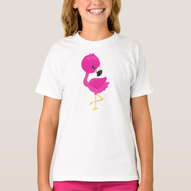 Cute Flamingo, Pink Flamingo, Baby Flamingo, Bird T-Shirt (Front)