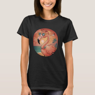 Cute Flamingo Retro Vintage Sunset In Sunglasses 7 T-Shirt
