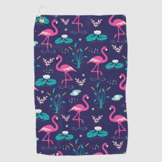Cute Flamingo Seamless Pattern Golf Towel