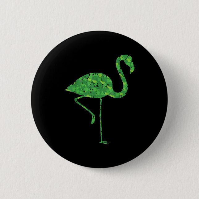 Cute Flamingo Shamrocks Shirt St Patricks Day Anim 6 Cm Round Badge (Front)