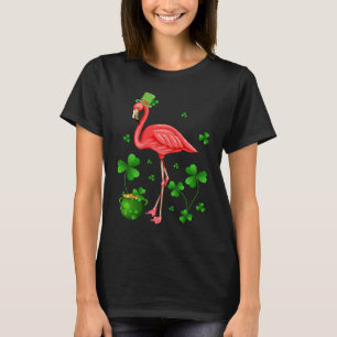 Cute Flamingo St Patrick's Day Leprechaun Hat Flam T-Shirt